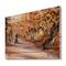 Designart - Road In The Park In Sunny Autumn Day - Country Print on Natural Pine Wood
